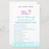 印刷されたマーメイドブライダルシャワーゲーム，ウェディングシャワー (正面/裏面)