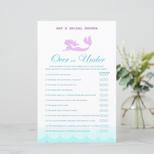 印刷されたマーメイドブライダルシャワーゲーム，ウェディングシャワー (スタンド正面)