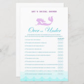 印刷されたマーメイドブライダルシャワーゲーム，ウェディングシャワー (正面/裏面)