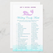 印刷されたマーメイドブライダルシャワーゲーム，ウェディングシャワー (正面/裏面)