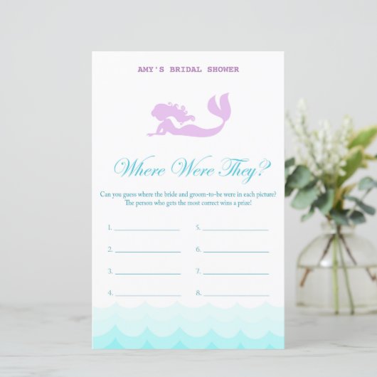 印刷されたマーメイドブライダルシャワーゲーム，ウェディングシャワー (スタンド正面)