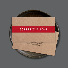 印刷されたミニマルクラフト深いレッドストライプコンサルタント 名刺