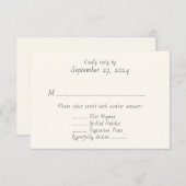 印刷されたメニュ結婚ーの返信カード 出欠カード (正面/裏面)