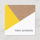 印刷されたモダンクラフトイエローホワイトジオメトリ スクエア名刺 (正面)
