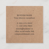 印刷されたモダンクラフトイエローホワイトジオメトリ スクエア名刺 (裏面)