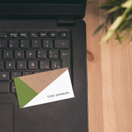 印刷されたモダンクラフトオリーブグリーンホワイトジオメトリック 名刺