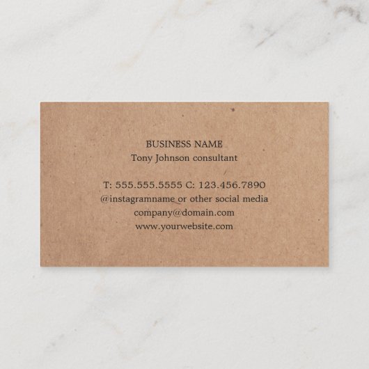 印刷されたモダンクラフトオリーブグリーンホワイトジオメトリック 名刺 (裏面)