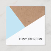 印刷されたモダンクラフトライトブルーのジオメトリ スクエア名刺 (正面)