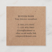 印刷されたモダンクラフト濃い青の白のジオメトリ スクエア名刺 (裏面)