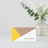 印刷されたモダンクラフト紙イエローホワイトジオメトリック 名刺 (スタンド正面)