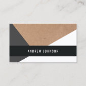 印刷されたモダンクラフト紙グレーホワイトジオメトリ 名刺 (正面)