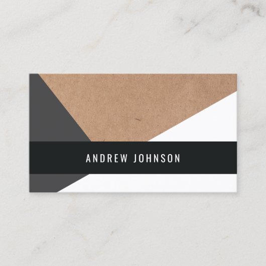 印刷されたモダンクラフト紙グレーホワイトジオメトリ 名刺 (正面)