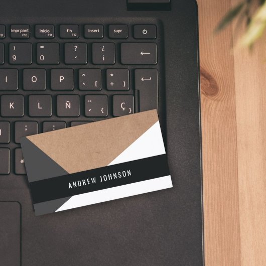 印刷されたモダンクラフト紙グレーホワイトジオメトリ 名刺