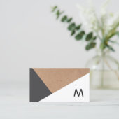 印刷されたモダンクラフト紙グレーホワイトジオメトリ 名刺 (スタンド正面)