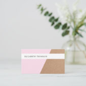 印刷されたモダンクラフト紙バラホワイトジオメトリック 名刺 (スタンド正面)