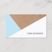 印刷されたモダンクラフト紙ブルーホワイトジオメトリ 名刺 (正面)