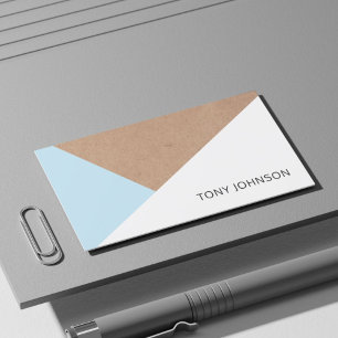 印刷されたモダンクラフト紙ブルーホワイトジオメトリ 名刺