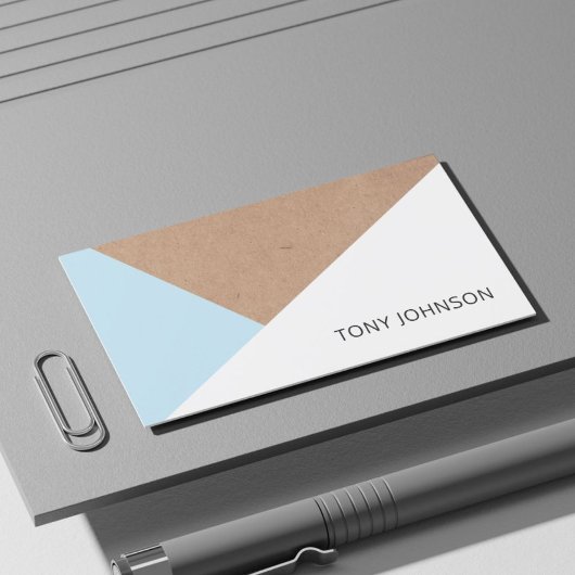 印刷されたモダンクラフト紙ブルーホワイトジオメトリ 名刺