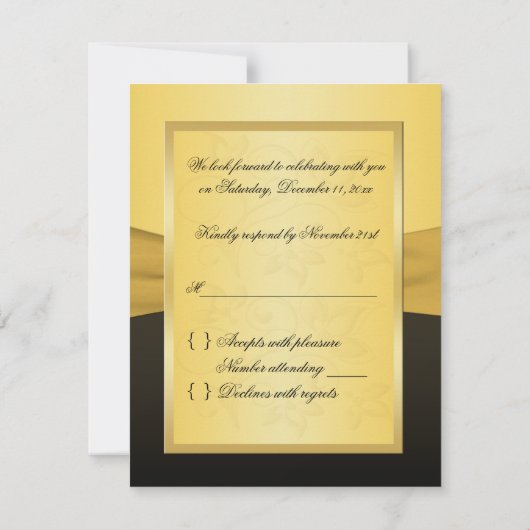 印刷されたリボンによって結合されるハートRSVPカード 出欠カード (裏面)