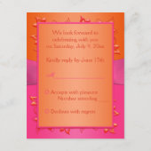 印刷されたリボンのピンク、オレンジ花の応答カード 出欠カード (裏面)
