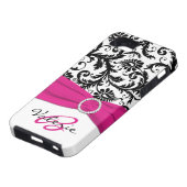 印刷されたリボンのピンク、黒、白い花のダマスク織 Case-Mate iPhoneケース (下部)