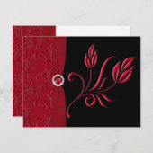 印刷されたリボンのルビー色の赤く、黒いRSVPカード 出欠カード (正面/裏面)