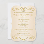 印刷されたリボンの形ファンシー状の聖餐式の写真 招待状 (裏面)