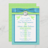 印刷されたリボンの最初聖餐式の招待状 招待状 (正面/裏面)