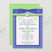 印刷されたリボンの最初聖餐式の招待状 招待状 (正面/裏面)