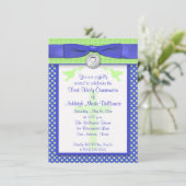 印刷されたリボンの最初聖餐式の招待状 招待状 (スタンド正面)