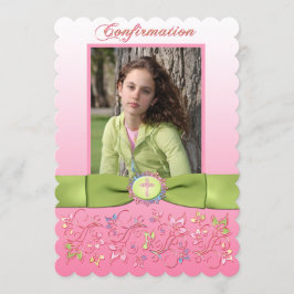 印刷されたリボンの確認の写真の招待状 招待状