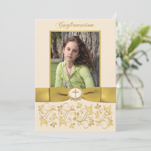 印刷されたリボンの確認の写真の招待状 招待状 (スタンド正面)