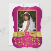 印刷されたリボンの空想の形の聖餐式の写真 招待状 (正面)