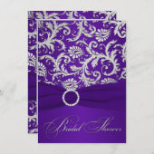 印刷されたリボンの紫色、銀製のブライダルシャワーの招待 招待状 (正面/裏面)
