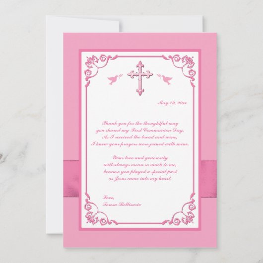 印刷されたリボンの聖餐式の写真は感謝していしています サンキューカード (裏面)