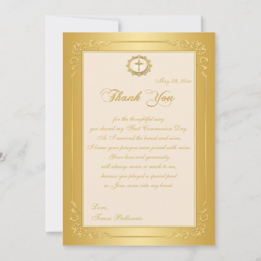印刷されたリボンの聖餐式の写真は感謝していしています サンキューカード (裏面)