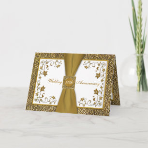 印刷されたリボンの花柄第50記念日の招待状 招待状