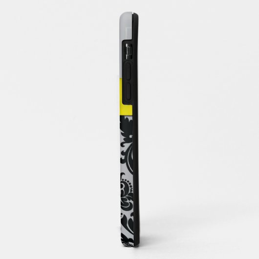 印刷されたリボンの黒の黄色の銀のダマスク織のiPhone 5 Case-Mate iPhoneケース (裏面/左)