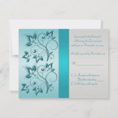 印刷されたリボンアクア、シルバーキンセアニェラRSVPカード 出欠カード (裏面)