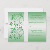 印刷されたリボンエメラルドグリーン、白い返信カード 招待状 (裏面)