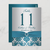 印刷されたリボンティール（緑がかった色）ダマスク表番号はがき ポストカード (正面/裏面)