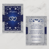 印刷されたリボンネイビー、シルバーフローラエンクロージャカード エンクロージャーカード (正面/裏面)