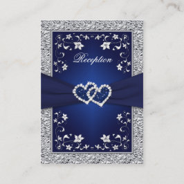 印刷されたリボンネイビー、シルバーフローラエンクロージャカード エンクロージャーカード
