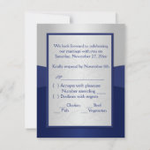 印刷されたリボンネイビー、シルバーフローラRSVPカード 出欠カード (裏面)