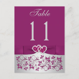 印刷されたリボンパープルシルバーテーブル番号はがき ポストカード
