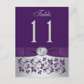 印刷されたリボンパープルシルバーテーブル番号はがき ポストカード (正面)