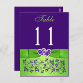 印刷されたリボンパープル、緑のテーブル番号はがき ポストカード (正面/裏面)