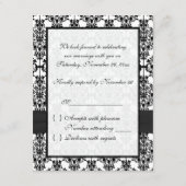 印刷されたリボンブラック、ホワイトダマスクII RSVPカード (裏面)