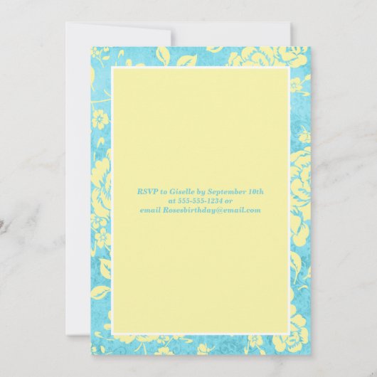 印刷されたリボンブルーイエロー65番目の誕生日招待状 招待状 (裏面)