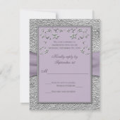 印刷されたリボンプラム、プーターフローラRSVPカード2 出欠カード (裏面)